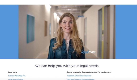Legal Zoom用真人律師形象為自己的服務(wù)背書。